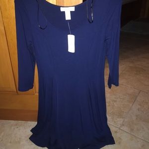 Forever 21 3/4 Sleeve Navy Cotton Dress